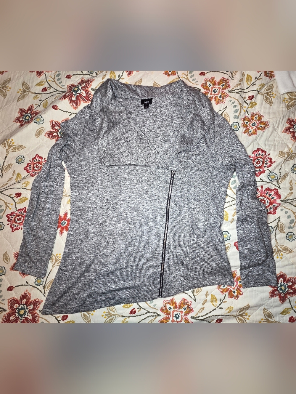 Mossimo asymmetrical gray moto sweater size XL